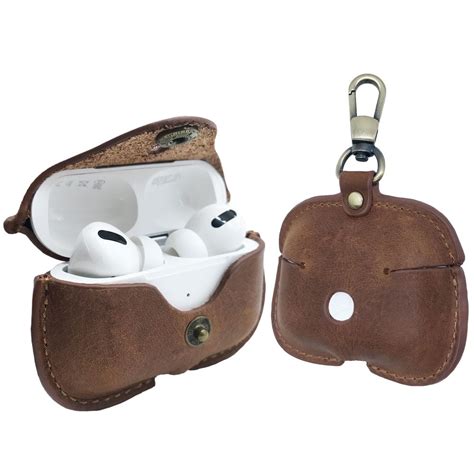 airpods pro leather case tufrind genuine leather airpod pro case  keychain  button lock