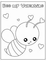 Coloring Pages Valentines Valentine Pdf Printable Cute Bee Card Glow Attach Pencil Stick Sticker Write Student Give Heart Name Their sketch template