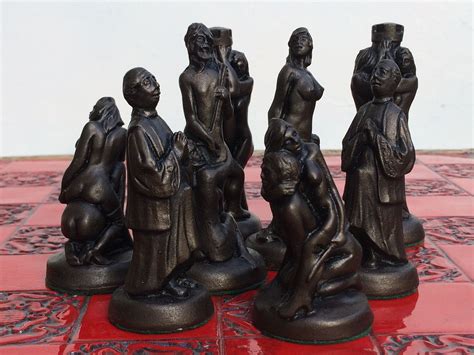 Erotic Chess Set Handmade Mature Chess Set In A Metallic Bronze And