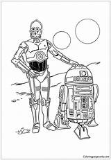 C3po Pages Coloring Color Starwar sketch template