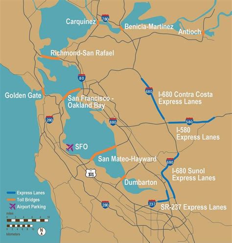 san francisco toll roads map toll roads san francisco map california usa