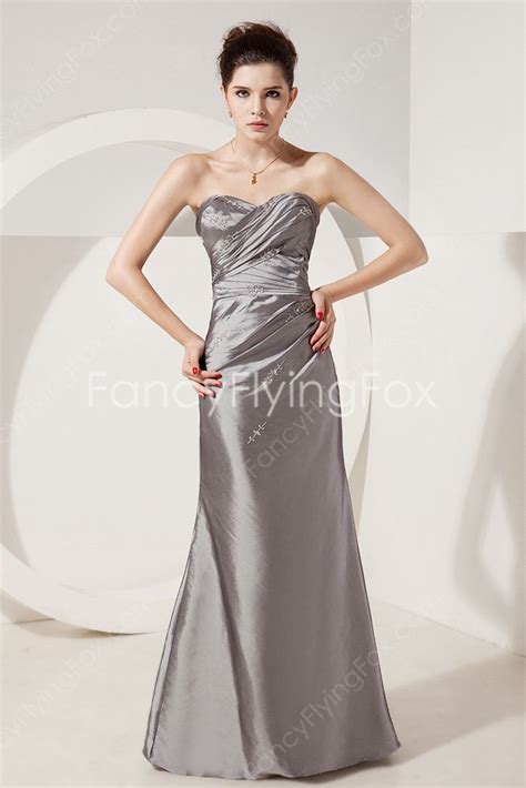 glamour shallow sweetheart neckline   charcoal silver bridesmaid dresses top corset  fan