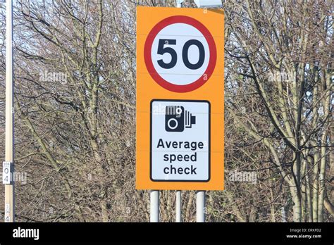 average speed check sign  mph stock photo alamy