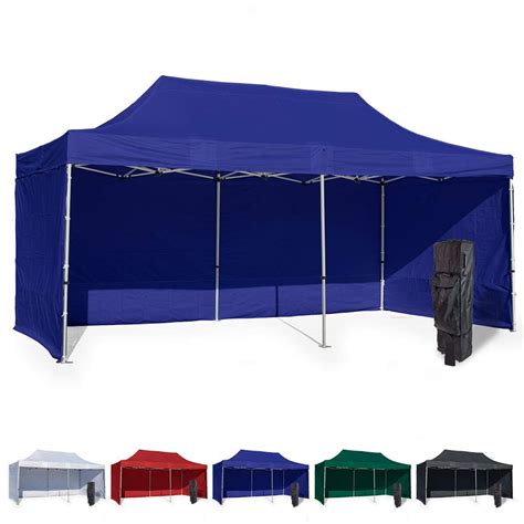 blue  instant canopy tent   side walls commercial grade steel frame  water