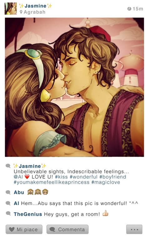 Aladdin And Jasmine Disney Characters Take Selfies On
