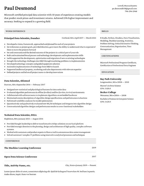 sample resume  experienced data scientist susamiakanea