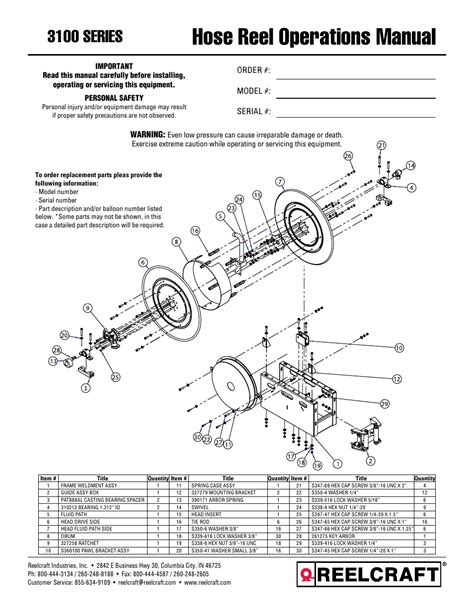 reelcraft nordic series  reels user manual  pages