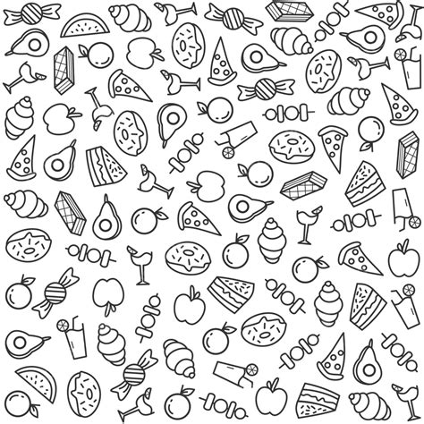 food doodle set illustration vector collection food drawing rat