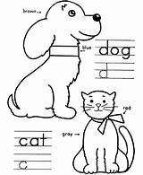 Dog Coloring Cat Pages Kids Color Learning Educational Printable Colors Instructions Colouring Number Activity Dogs Cats Numbers Kindergarten Objects Drawings sketch template