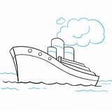 Ship Drawing Draw Easy Titanic Tutorial Drawings Really Small Line Step Paintingvalley Do Down sketch template