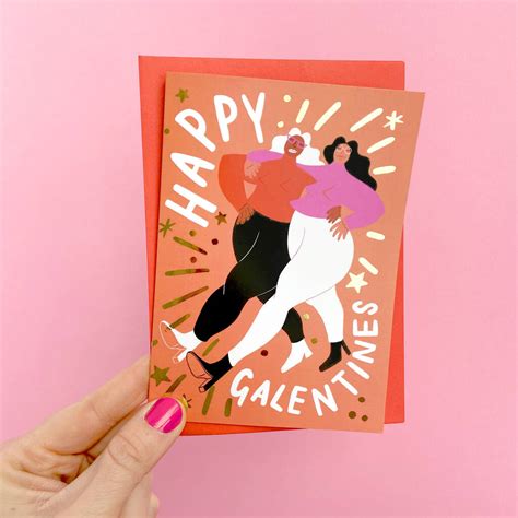 happy galentines gold foiled card  ickaprint notonthehighstreetcom