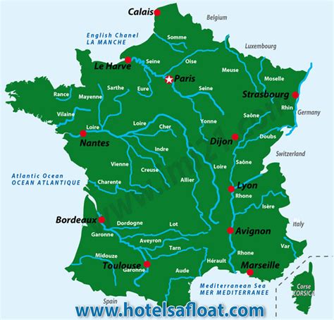 map showing  main rivers  france