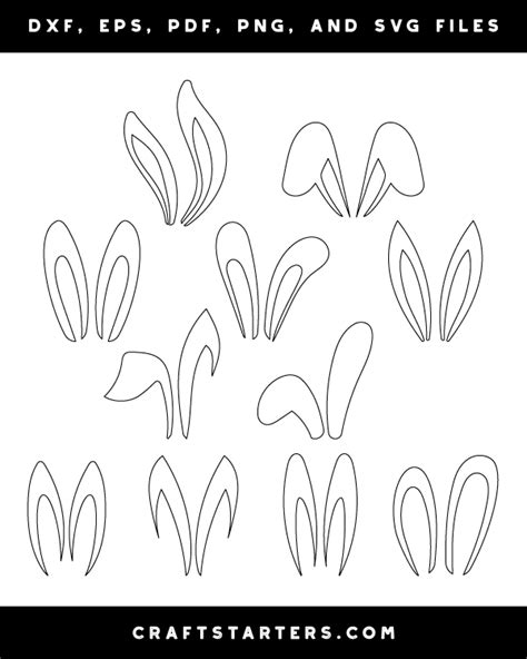 easter bunny ears outline patterns dfx eps  png  svg cut files