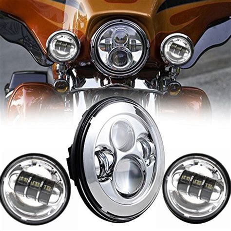 1 set 7 led daymaker headlight high low beam 4 5 30w aux passing light for harley motorcycle