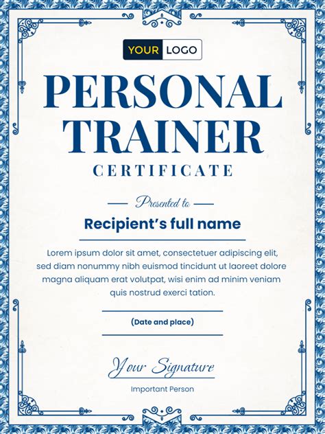 personal trainer certificate templates virtualbadgeio