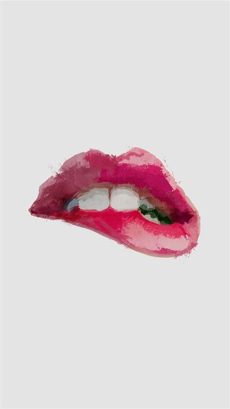Red Lips Biting Illustration Iphone 6 Hd Wallpaper Hd