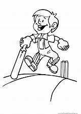 Cricket Bat Boy Coloring Pages Kids Template Coloringkids Print Game sketch template