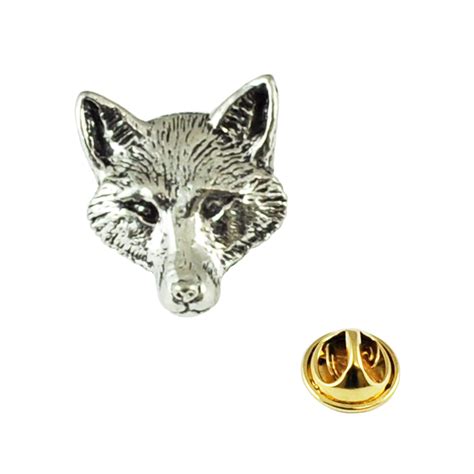 fox head pewter lapel pin badge from ties planet uk