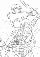 Dragon Coloring Age Origins Designlooter Side Carver Varric Fight Action Men 77kb sketch template