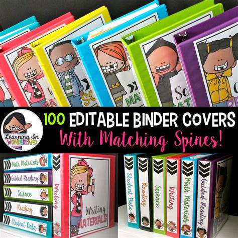 editable binders  spines learning  wonderland