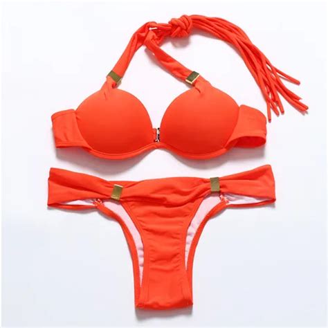 Bandea Women Halter Push Up Brazilian Neon Swimsuits Sexy Tassel Bikini
