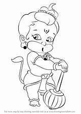 Hanuman Drawing Baby Draw Pencil Drawings Pages Simple Step Coloring Face Sketch Outline Sketches Cartoon Ganesha Painting Child Easy Bal sketch template