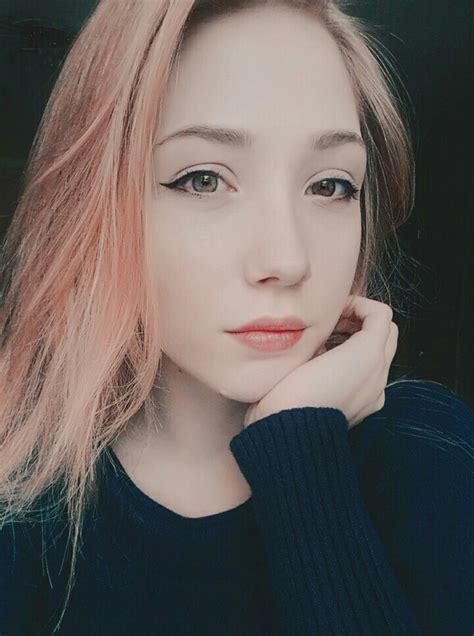 cute russian girl peach hair beauty selfie russian