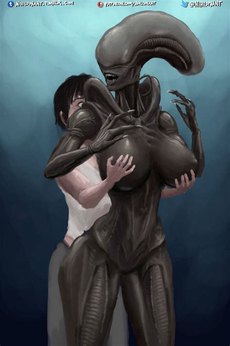 rule 34 alien franchise alien girl ass big breasts breast grab dark