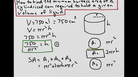 find  minimum surface area   cylindrical   hold
