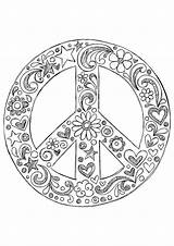 Peace Coloring Pages Hippie Printable Adult Sign Signs Adults Colouring Paix Sheets Simple Mandala Coloriage Color Template Zentangle Attractive Mandalas sketch template