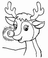 Rudolph Coloring Reindeer Christmas Pages Red Nose Santa Kids Face Cute Printable Deer Color Antlers Size Claus Clipart Raindeer Card sketch template