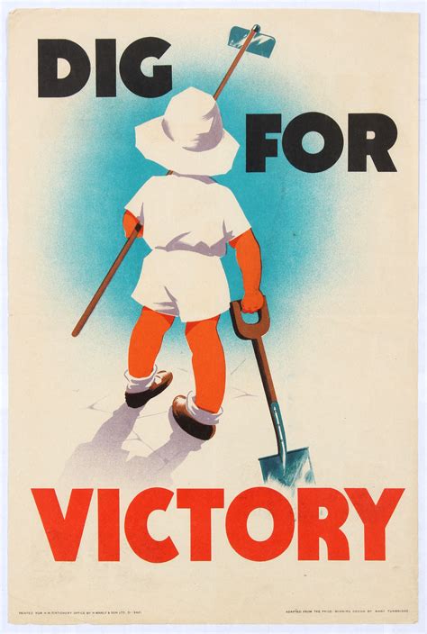sold price original vintage war propaganda poster dig  victory wwii uk home front june