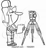 Surveyor Taking Notes Cartoon Female Toonaday Lineart sketch template