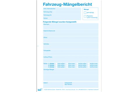 fahrzeug maengelbericht aus produktkategorie formulare nfz messecom