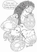 Easter Coloring Hedgehog Happy Pages Colouring Eggs Jan Brett Sheets Kids Egg Book Janbrett Print Animals Printable Kleurplaat Adults Bunny sketch template