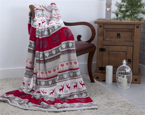 red stag nordic christmas festive xmas plush fleece blanket throw   cm ebay