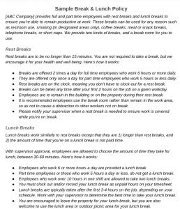 rest break lunch break laws  employers