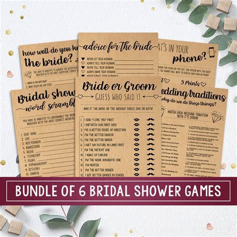 shower game bundle bridal shower games printable bridal etsy bridal