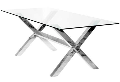 febland crossly rectangular glass dining table sculptured chrome