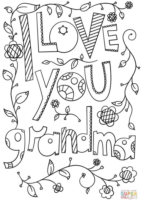 love  grandma doodle coloring page  grandparents day category