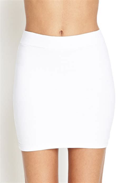 Forever 21 Stretchknit Mini Skirt In White Lyst