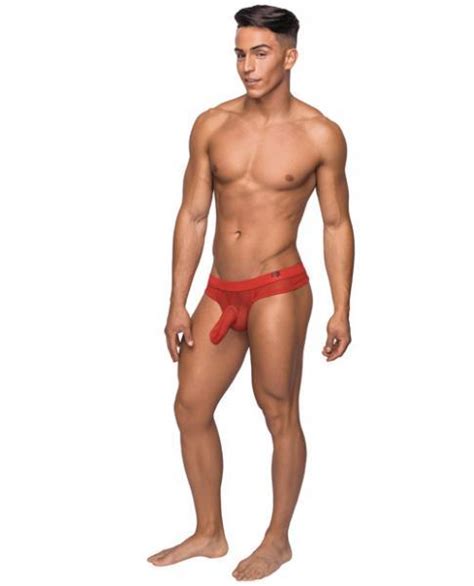 male power hoser hose low rise thong red s m underwear sqmp4