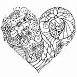 Coloring Heart Flowers Pages Zentangle Zen Printable Mandala Etsy Sheets Sold Comments sketch template