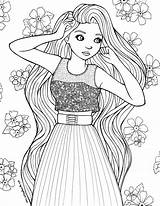 Coloring Pages Jae Baylee Girl Hair Colouring People Printable Drawing Kids Sheets Person Cute Long Fancy Adult Adults Natural Drawings sketch template