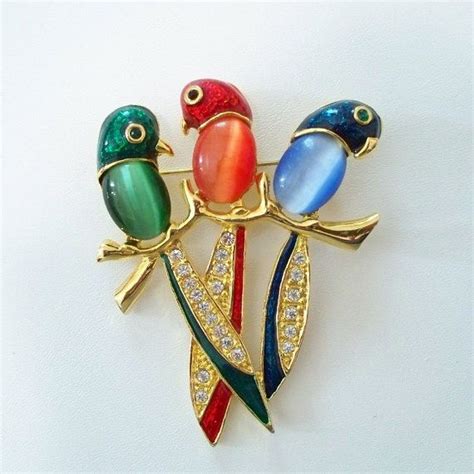 vintage  parrots jelly belly brooch bird pin item   brooch vintage parrot bird pins