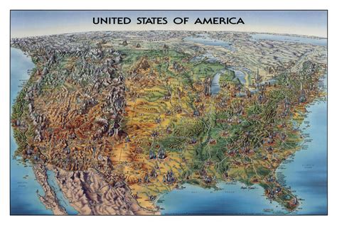 large illustrated map   usa  style   people     view full size
