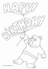 Birthday Coloring Happy Pages Drawing Bear Cake Pencil Teddy Balloons Getdrawings sketch template