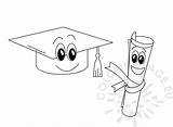 Diploma Graduation Drawing Coloring Cap Cartoon Getdrawings sketch template