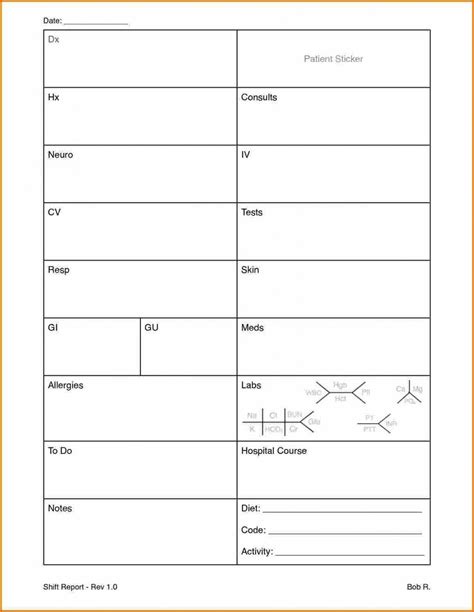 nursing report sheet template sample design templates