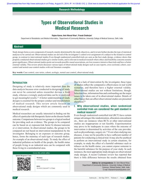 types  observational studies  medical research